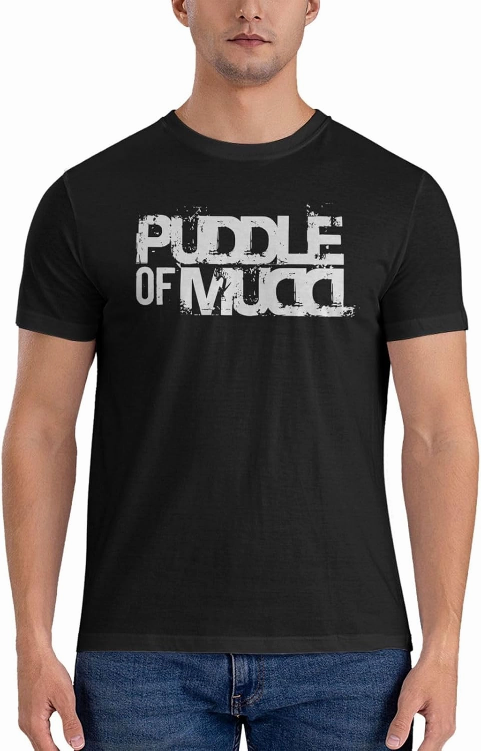 Men's T Shirt Cotton Crewneck Fashion Casual T-Shirt Short Sleeve Tee Shirts Black