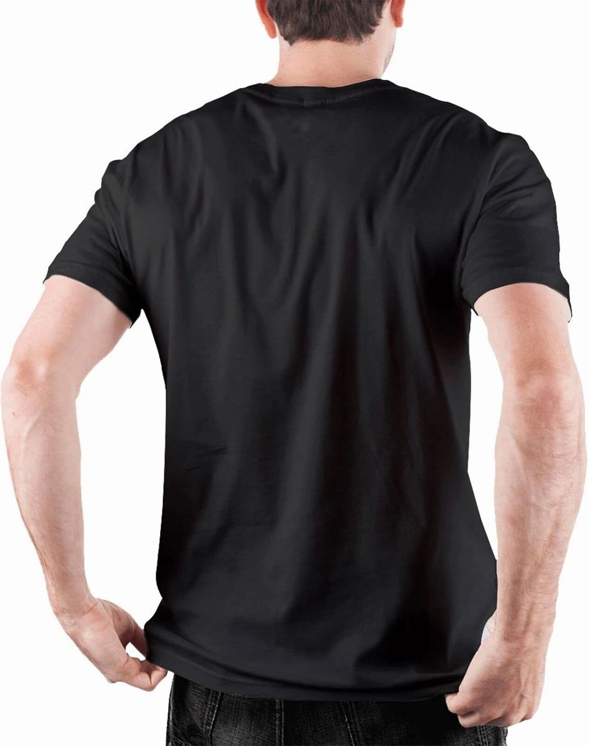 Men's T Shirt Cotton Crewneck Fashion Casual T-Shirt Short Sleeve Tee Shirts Black