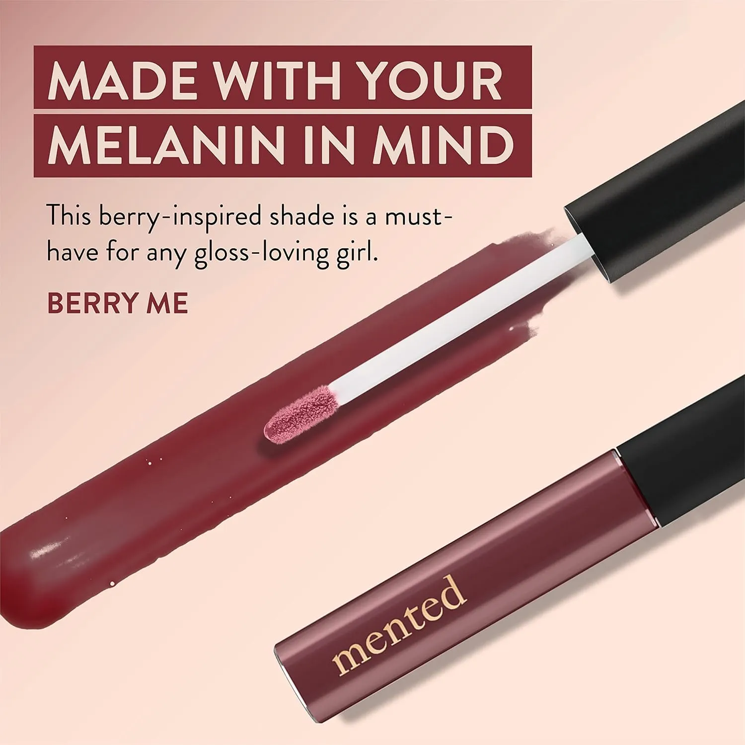 Mented Cosmetics Lip Gloss for Women Tinted Lip Balm Stain, Long Lasting Buildable Moisturizing Lipgloss Lipstick Topper, Made in USA, Cruelty Free Vegan Makeup, Berry Me