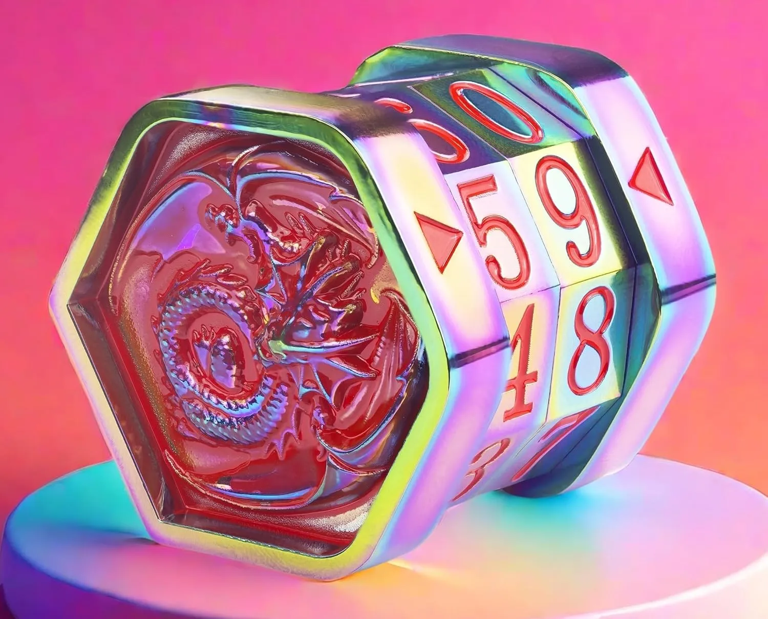 Metal MTG Life Counter Magic Cards Life Counter Wheel Health Tracker Foundations Dragon Life-Counters Dial Game Gifts Suitable for MTG TTRPGs Table Cards Game(Colorful_Red)