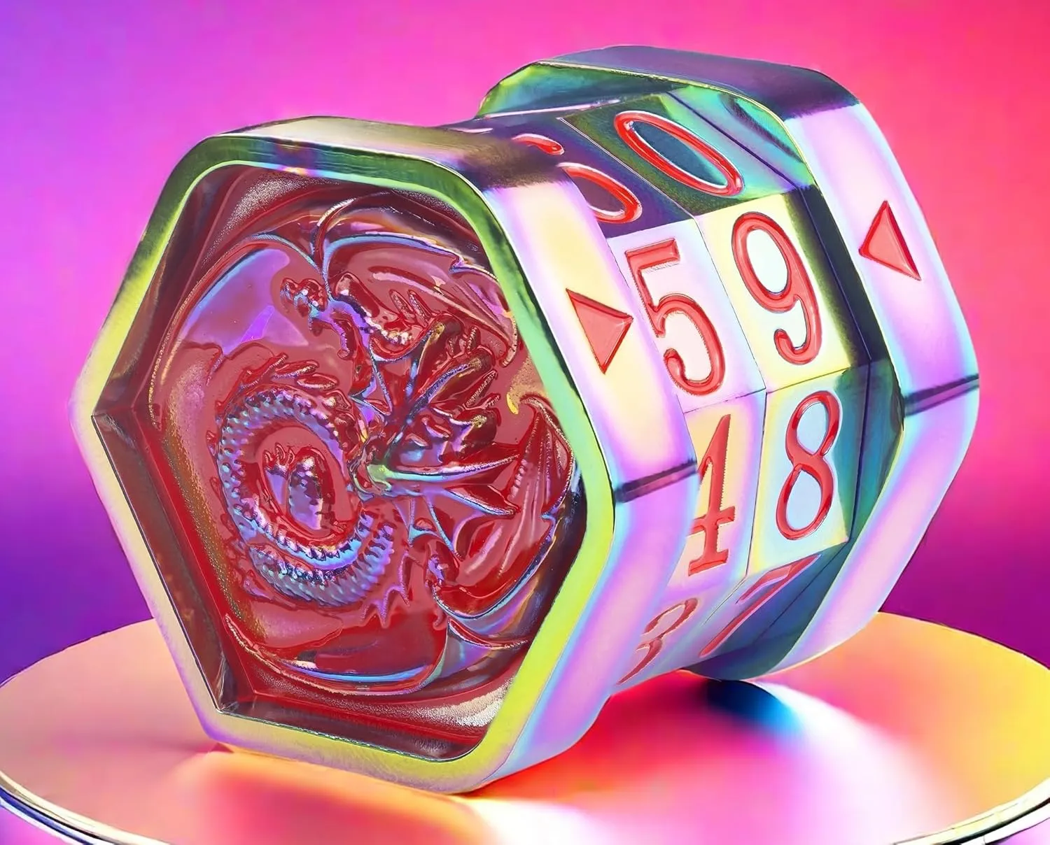 Metal MTG Life Counter Wheel Health Tracker Life Counter MTG Foundations Metal Dragon Life Counter Dial Game Gifts for MTGs TTRPGs Compatible Table top Cards and Board Games(Colorful_Red)