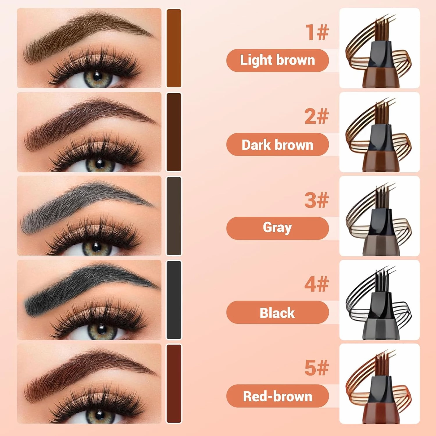 Microblading Eyebrow Pencil, 2025 Upgrade Magic Eyebrow Tattoo Pencil 4 Fork Tip Brow Pencil with Micro-fork, Natural Looking Brows Effortlessly and Stays on All Day (Black)