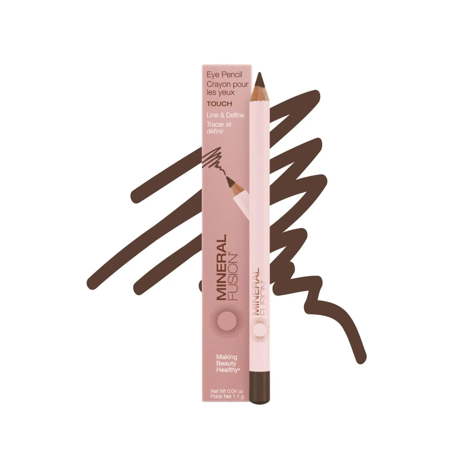 Mineral Fusion Eye Pencil, Dark Brown Eyeliner with Soothing Chamomile, Meadowfoam & Vitamin E, Velvety Smooth, Hypoallergenic Eye Makeup to Line & Define, Long-Lasting Eyeliner Pencil, Touch, 0.04 Oz