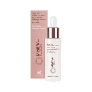 Mineral Fusion Face Serum, Sheer Tint Mineral SPF Serum, 1 Fl Oz, Medium, Tinted Broad Spectrum SPF 50 Mineral Sunscreen, Sheer Coverage, Lightweight & Dewy Finish for Glowing, Protected Skin