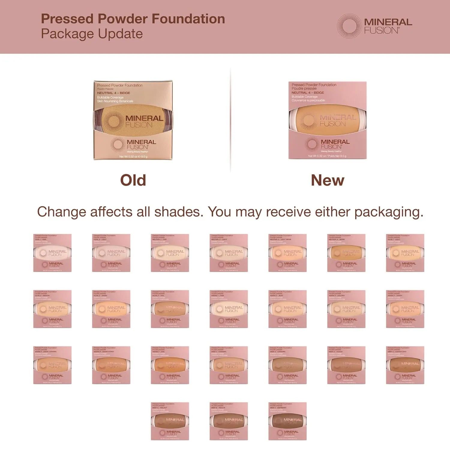 Mineral Fusion Pressed Powder Foundation, Warm 2 - Med Skin w/Yellowish Undertones, Age Defying Foundation Makeup with Matte Finish, Talc Free Face Powder, Hypoallergenic, Cruelty-Free, 0.32 Oz