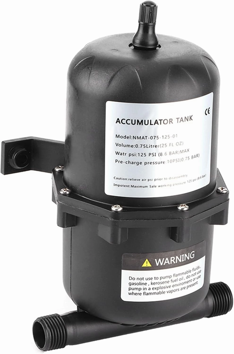 Mini Pressure Tank, Black Dustproof 125PSI Water Pump, Energy Saving Safety Clean Machine Water Purification Humidifier for Food Beverage Filling
