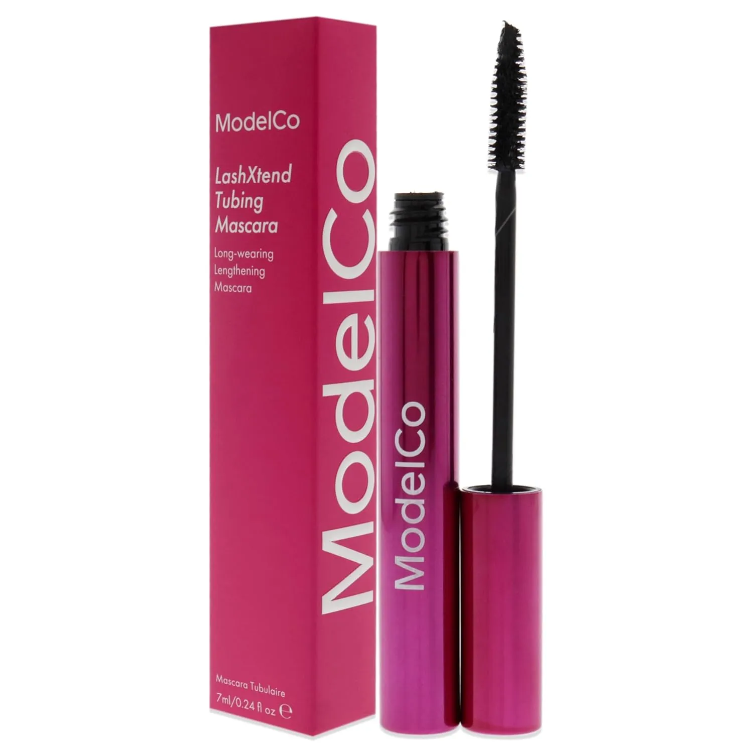 ModelCo Lashxtend Tubing Mascara - Highly Pigmented And Glossy - Innovative Formula Won't Smudge Or Flake - Long Lasting - Intense Lengthening For Extreme Lash Effect - Easy Removal - Black - 0.24 Oz