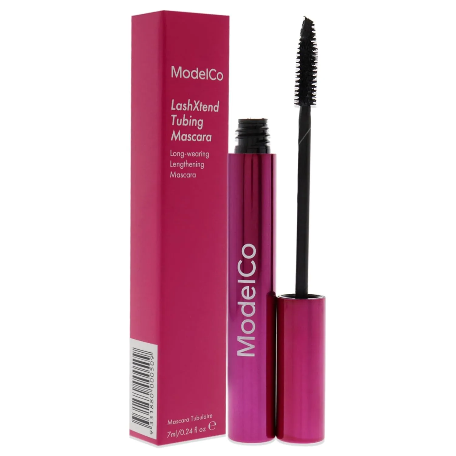 ModelCo Lashxtend Tubing Mascara - Highly Pigmented And Glossy - Innovative Formula Won't Smudge Or Flake - Long Lasting - Intense Lengthening For Extreme Lash Effect - Easy Removal - Black - 0.24 Oz