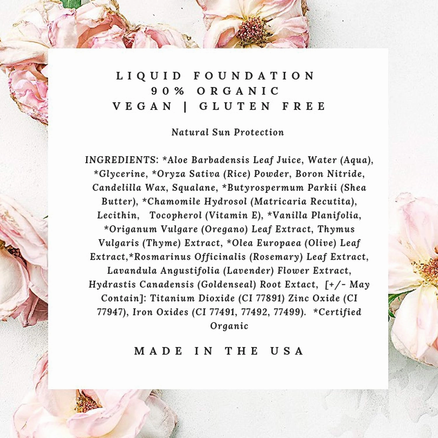 Mom's Secret 100% Natural Foundation, Organic, Vegan, Aloe Based, Natural Sun Protection, Gluten Free, Cruelty Free, Made in the USA, 1FL Oz. (Porcelain)