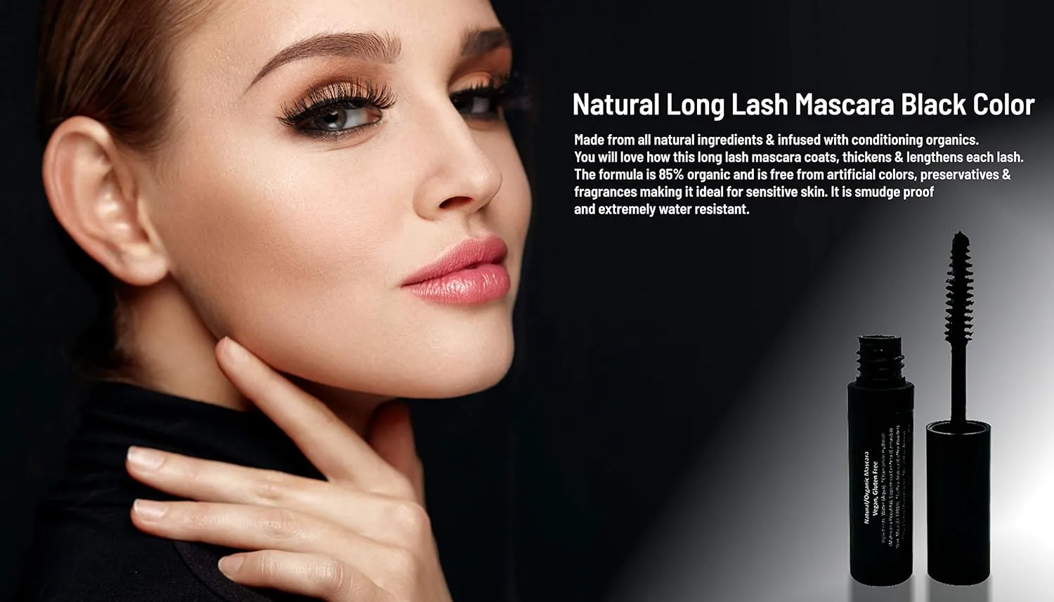 Mom's Secret 100% Natural Mascara Black, Organic, Vegan, Paraben & Gluten Free, Strengthens & Volumes, Stays on all day, Made in the USA, 0.25 ounce