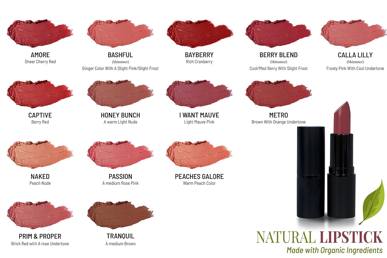 Mom's Secret Natural Lipstick, Made with Organic Ingredients, Rich in Vitamin E, Vegan, Paraben Free, Gluten Free, Cruelty Free, Made in the USA. 0.16 oz. (Berry Blend)