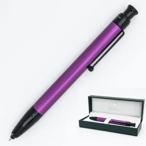 Monteverde Engage One-Touch Liquid Ink Rollerball Pen, Anodized Electric Purple - Retractable, Medium Point, Capless - Smooth Fountain Pen Ink with Rollerball Control