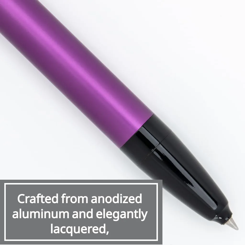 Monteverde Engage One-Touch Liquid Ink Rollerball Pen, Anodized Electric Purple - Retractable, Medium Point, Capless - Smooth Fountain Pen Ink with Rollerball Control