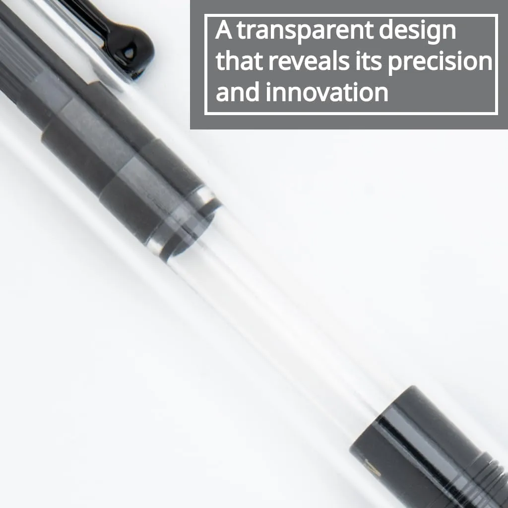 Monteverde Engage One-Touch Liquid Rollerball Demo - Transparent Resin, Retractable, Medium Point - View Ink Levels With Fountain Pen Flow