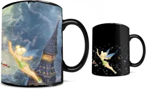 Morphing Mugs Disney - Tinker Bell and Peter Pan Fly to Never Land – Thomas Kinkade Studios – One 16 oz Heat Sensitive Clue Mug – Full Image Revealed When HOT Liquid Is Added