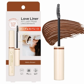 MSH Love Liner Waterproof Mascara, Resistant to Sweat, Sebum & Tears, Precise & Fiber-Free Curved Brush, Japanese Eye Makeup w/Beauty Serum, 1.05 Oz/30g, Melty Brown
