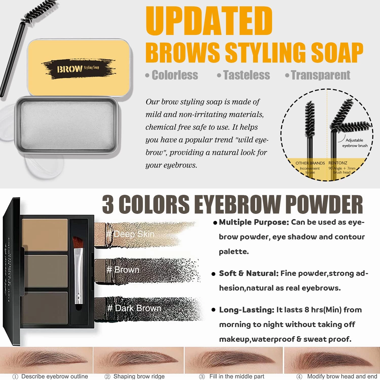Naked Makeup Kit - Eyeshadow Palette, Liquid Foundation, Lipstick Set, Mascara, Makeup Brush, Sponge, Eyebrow Powder, Eyeliner Stamp, Primer, Contour Stick, Cosmetic Bag