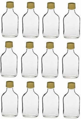 Nakpunar 12 pcs 100 ml Glass Flask Bottles with Gold Tamper Evident Cap (12, 100 ml Gold)