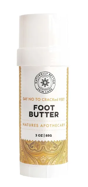 NATURE'S APOTHECARY Say NO to Cracked Feet - Foot Butter 3 oz | Hydrate, Protect, and Deodorize Feet Naturally, Quick and Easy Roll on Tube, USA MADE