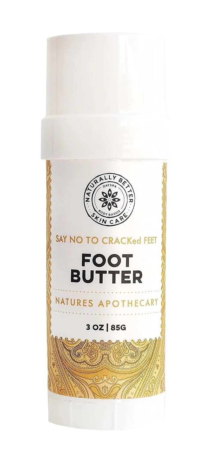 NATURE'S APOTHECARY Say NO to Cracked Feet - Foot Butter 3 oz | Hydrate, Protect, and Deodorize Feet Naturally, Quick and Easy Roll on Tube, USA MADE
