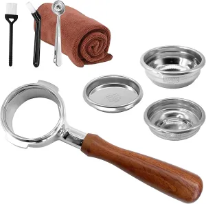 NEOUZA 58mm Bottomless Portafilter Set for Espresso Coffee Machine Compatible with Expobar Gemilai Rocket Rancilio E61 Group 304 Stainless Steel Two Ears,Fillter Basket, Spoon,Tamper Mat,Brush