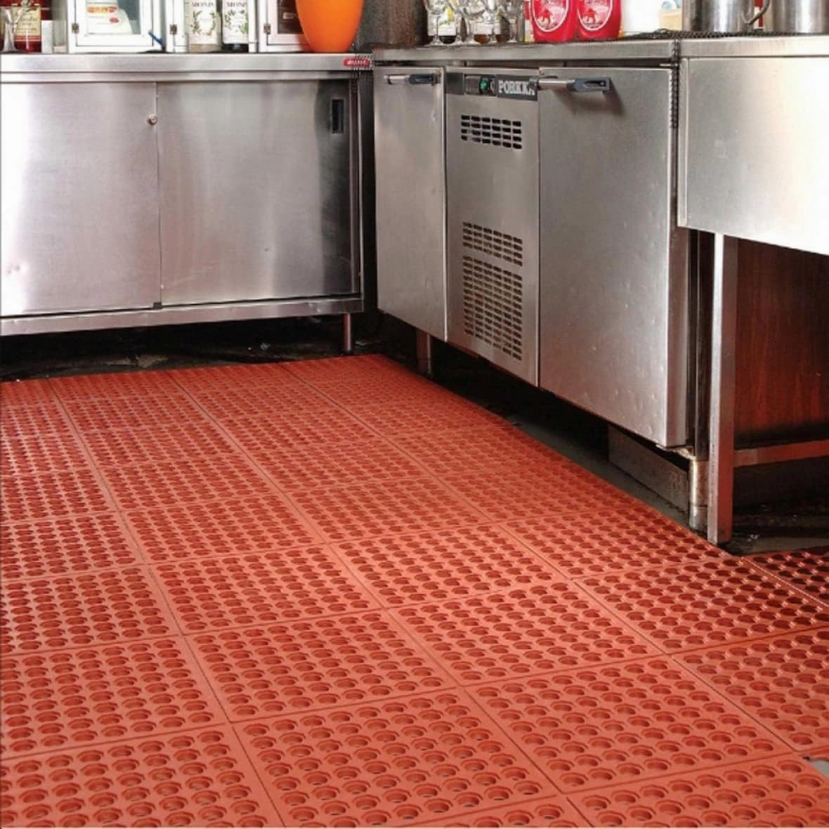 New Star Foodservice 533517 Commercial Grade Grease Resistant Anti-Fatigue Rubber Floor Mat, 36" x 60", Black