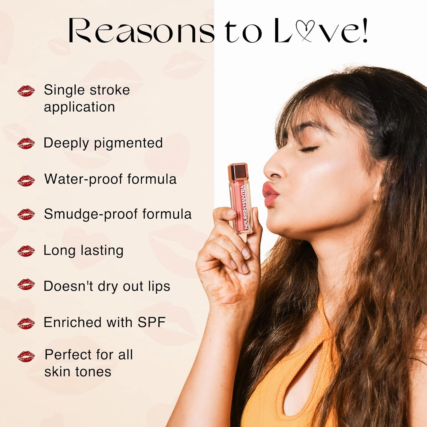 NOURISH MANTRA Khilkhilata Coral Lipstick (3.5ml)/ Matte Liquid Lipstick with SPF/Water Proof/Smudge Proof/Transfer Proof/Long Lasting/Suits All Skin Tones