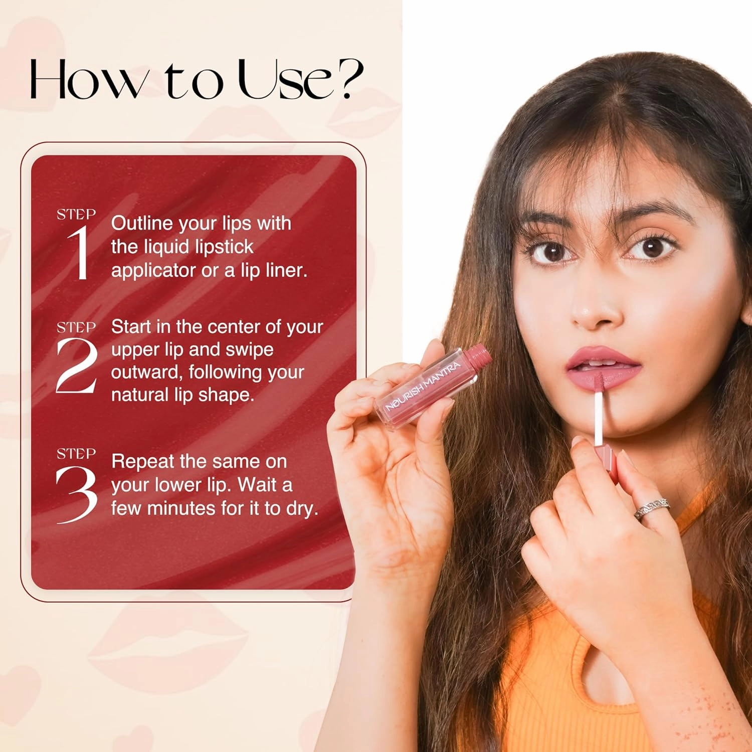 NOURISH MANTRA Khilkhilata Coral Lipstick (3.5ml)/ Matte Liquid Lipstick with SPF/Water Proof/Smudge Proof/Transfer Proof/Long Lasting/Suits All Skin Tones