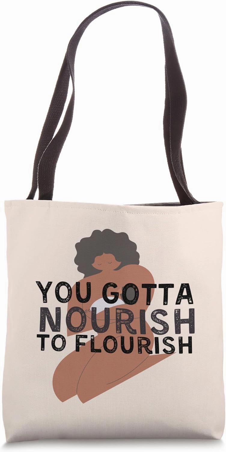 Nourish To Flourish Black Breastfeeding Awareness & Support Tote Bag