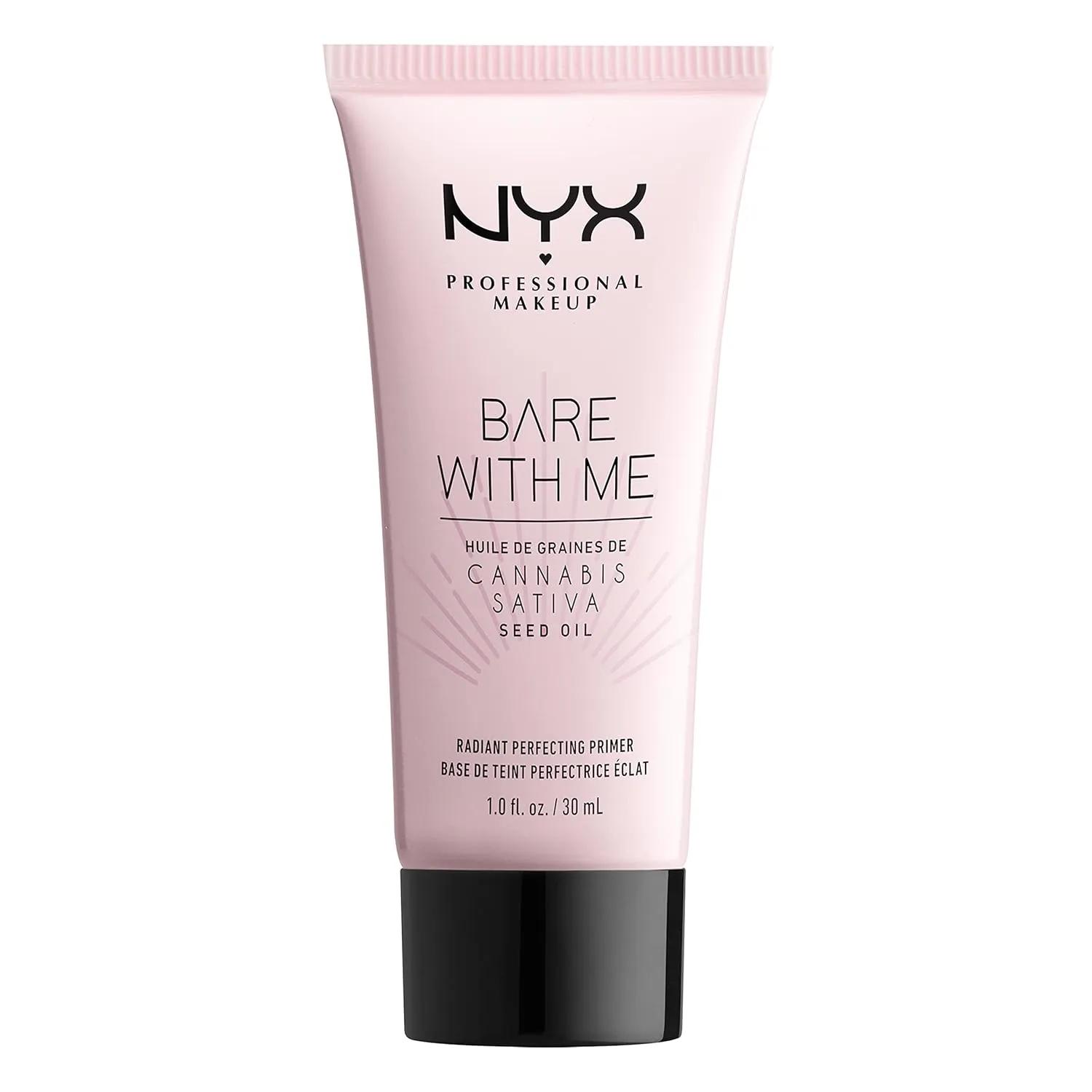 NYX PROFESSIONAL MAKEUP Bare With Me Cannabis Sativa Seed Oil Radiant Perfecting Face Primer pink black