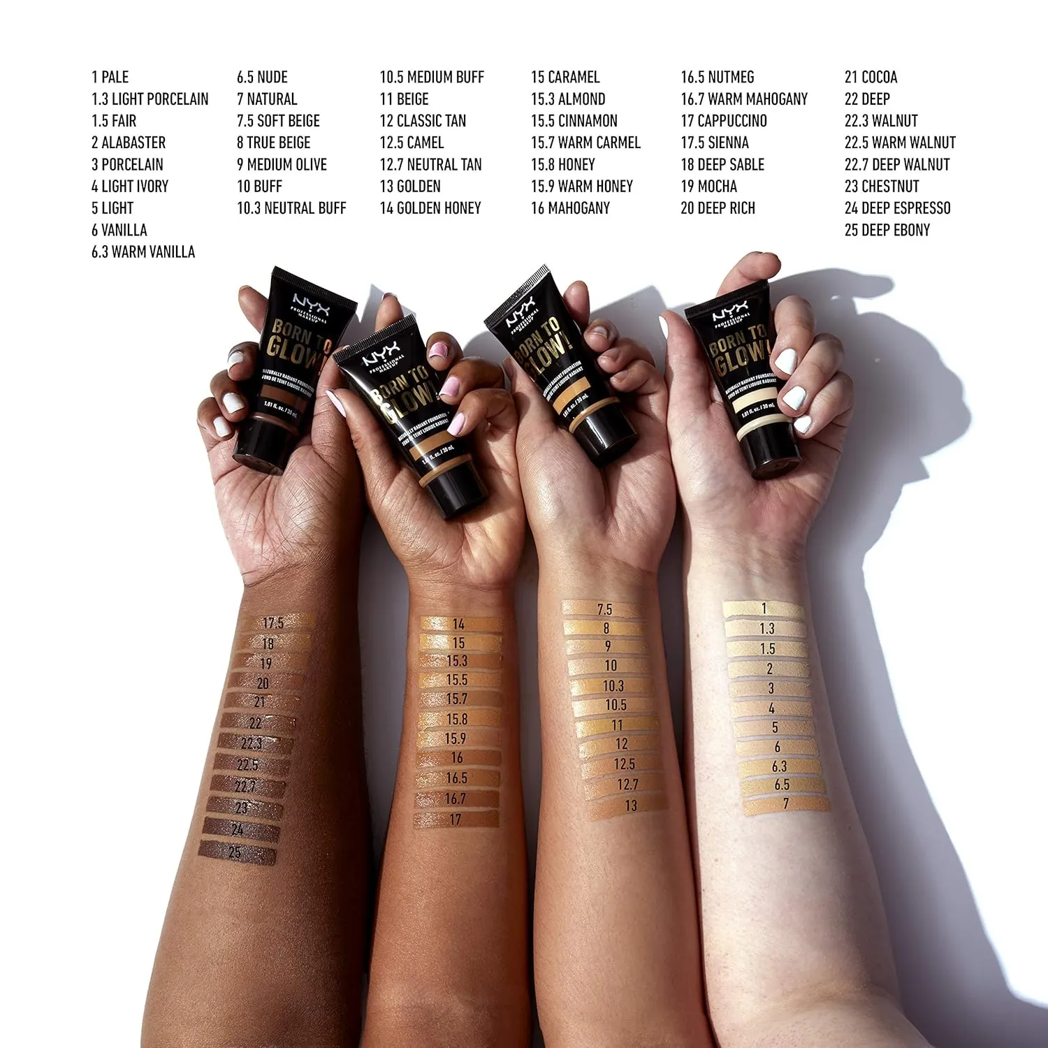 NYX PROFESSIONAL MAKEUP Born To Glow Naturally Radiant Foundation, Medium Coverage - Light
