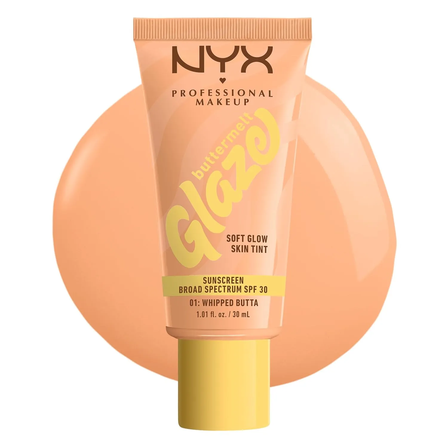 NYX PROFESSIONAL MAKEUP Buttermelt Glaze Soft Glow Skin Tint with SPF 30, Up To 12HR Wear, 01 Whipped Butta
