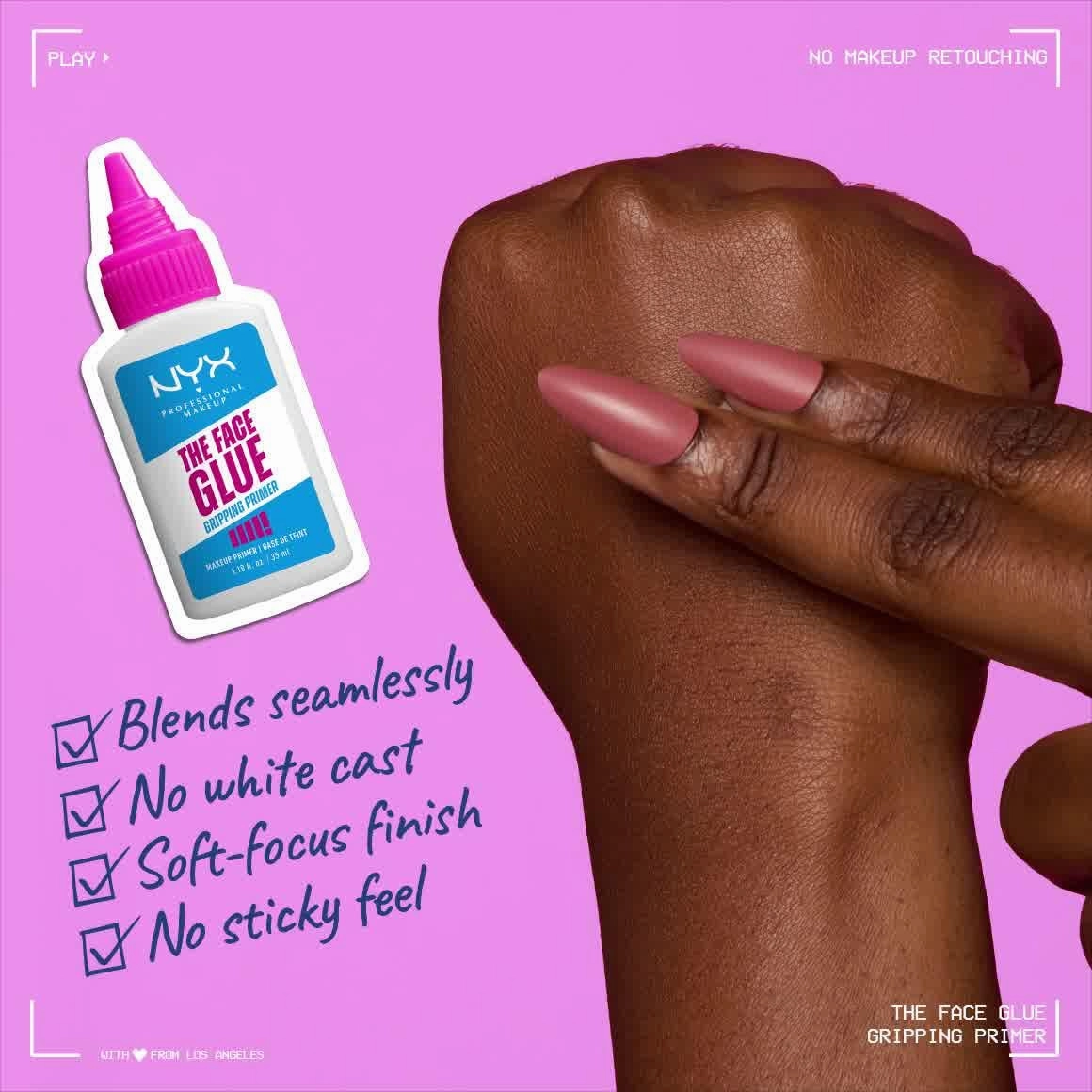 NYX PROFESSIONAL MAKEUP The Face Glue Gripping Primer, Hydrating Makeup Primer with Up To 24HR Wear, Vegan & Cruelty Free