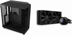 NZXT H6 Flow | CC-H61FB-01 | Compact Dual-Chamber Mid-Tower Airflow Case | Panoramic & Kraken 240 - RL-KN-240-B1-240mm AIO CPU Liquid Cooler - Customizable 1.54" Square LCD