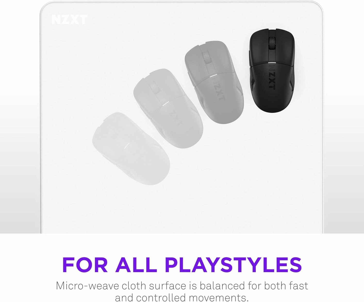 NZXT Zone - XXL Gaming Mouse Pad - Micro-Weave Cloth Surface - Balanced Speed and Control for All Playstyles - Spill-Resistant, Anti-Slip Base, Reinforced Edges - White
