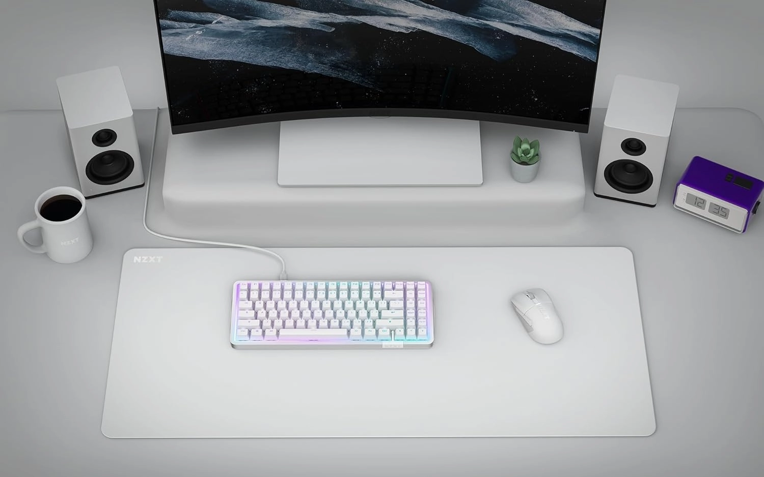 NZXT Zone - XXL Gaming Mouse Pad - Micro-Weave Cloth Surface - Balanced Speed and Control for All Playstyles - Spill-Resistant, Anti-Slip Base, Reinforced Edges - White