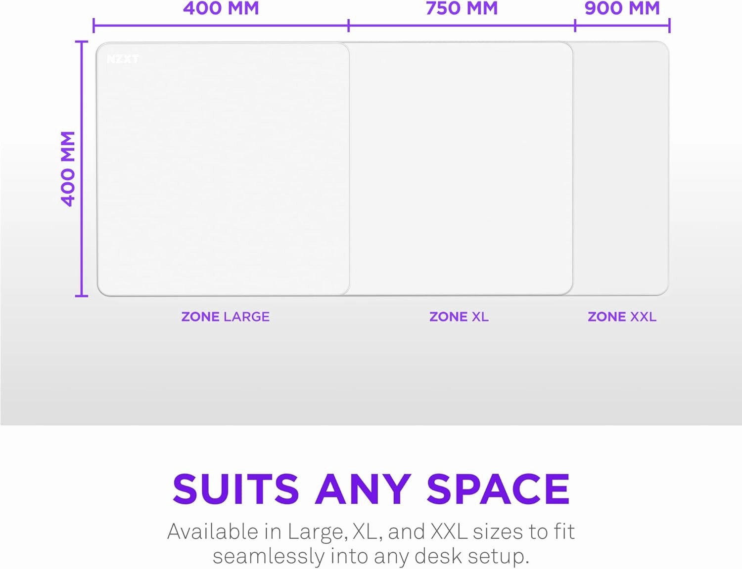 NZXT Zone - XXL Gaming Mouse Pad - Micro-Weave Cloth Surface - Balanced Speed and Control for All Playstyles - Spill-Resistant, Anti-Slip Base, Reinforced Edges - White