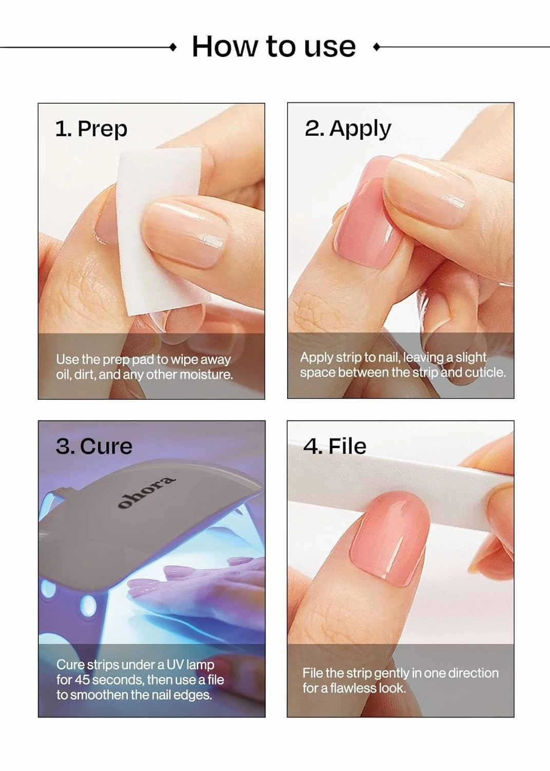 ohora Semi Cured Gel Nail Strips (N Gold Coast) - Brown, Glitter, Works with Any UV/LED Lamps, Salon-Quality, Long Lasting, Easy to Apply & Remove - Includes 2 Prep Pads, Nail File & Wooden Stick
