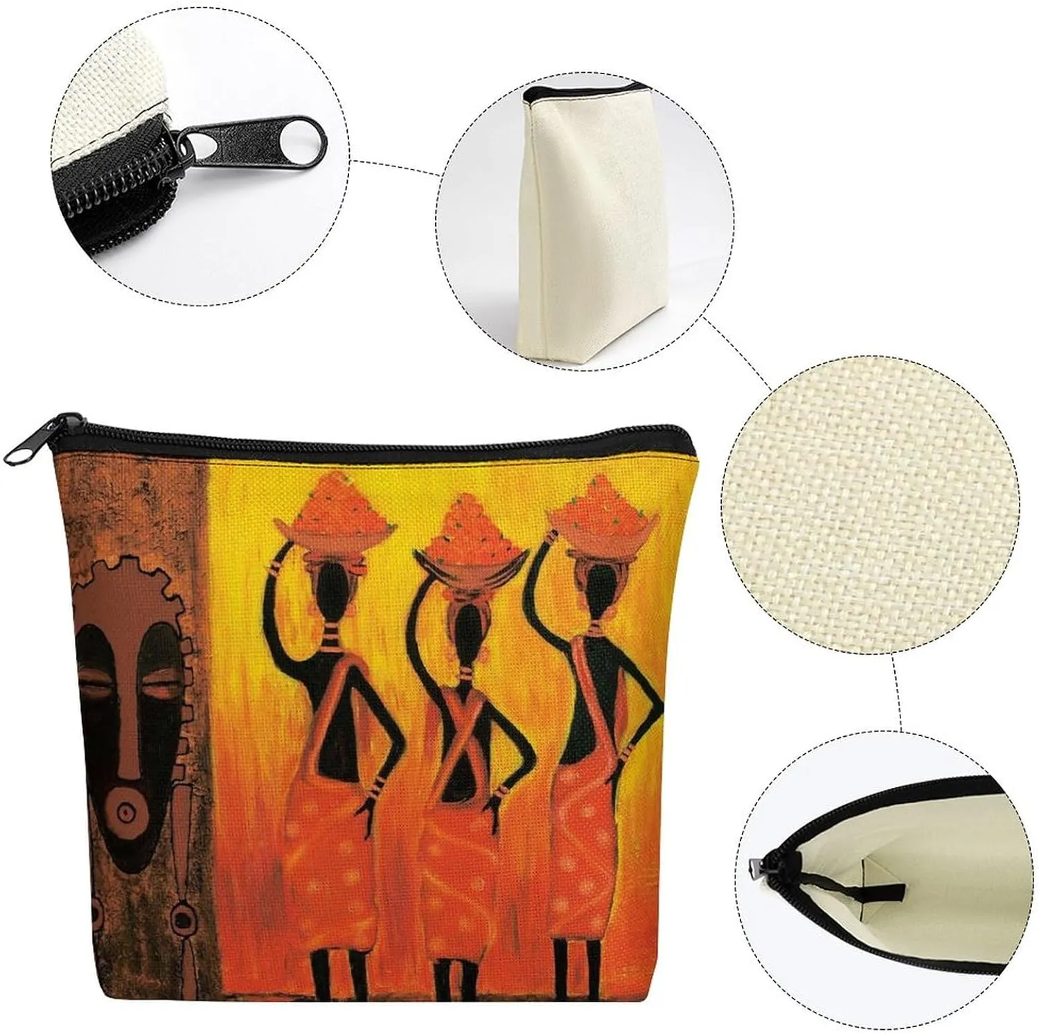 Oil Painting African Art Ethnic Tribe Lady Cosmetic Bag Western Gifts Western Stuff Makeup Bag Gifts for Women Girls Daughter Sister Bestie Graduation Birthday Christmas Nurse Mothers Day Travel