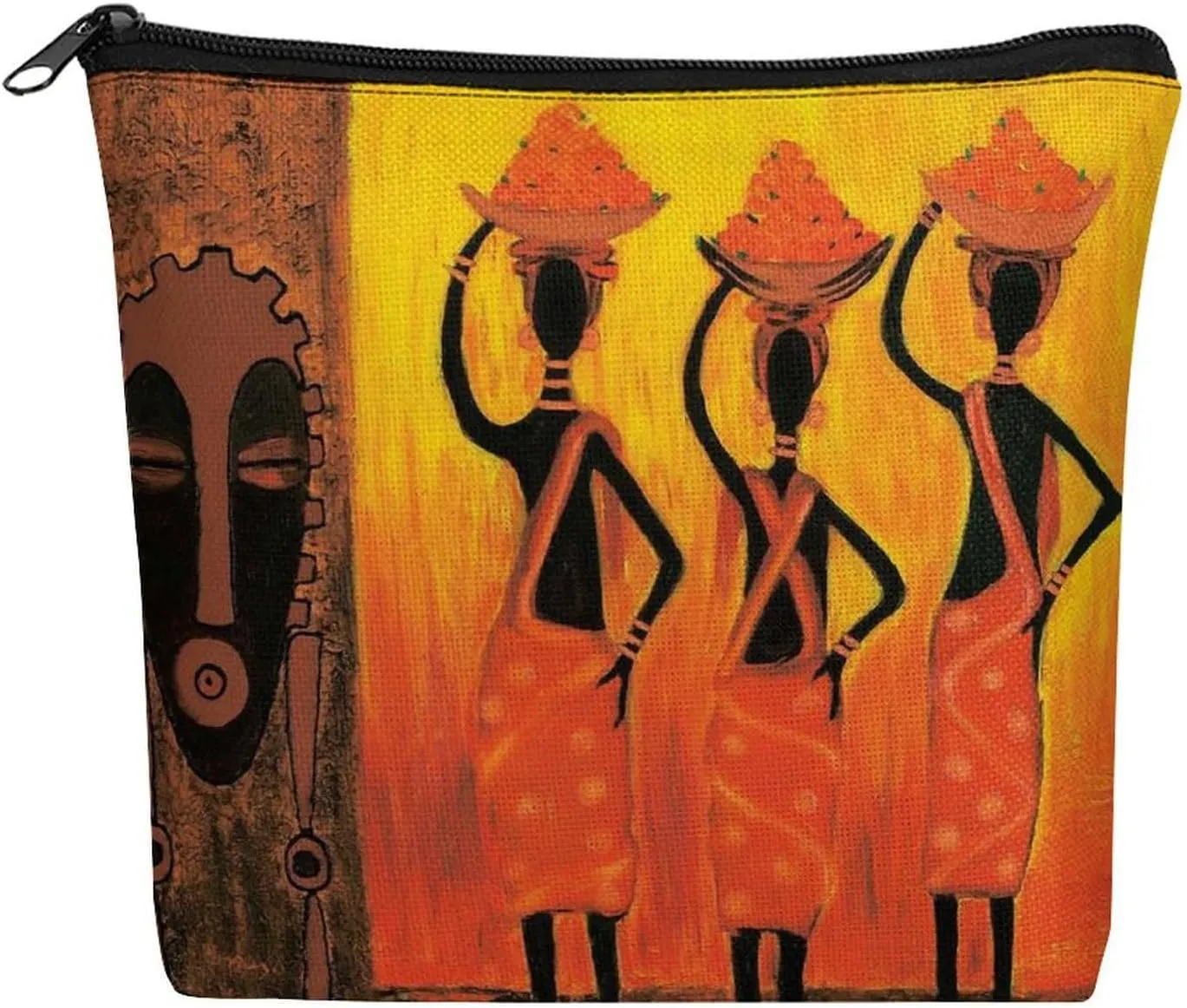 Oil Painting African Art Ethnic Tribe Lady Cosmetic Bag Western Gifts Western Stuff Makeup Bag Gifts for Women Girls Daughter Sister Bestie Graduation Birthday Christmas Nurse Mothers Day Travel