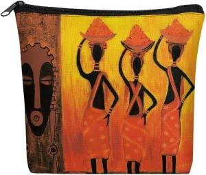 Oil Painting African Art Ethnic Tribe Lady Cosmetic Bag Western Gifts Western Stuff Makeup Bag Gifts for Women Girls Daughter Sister Bestie Graduation Birthday Christmas Nurse Mothers Day Travel