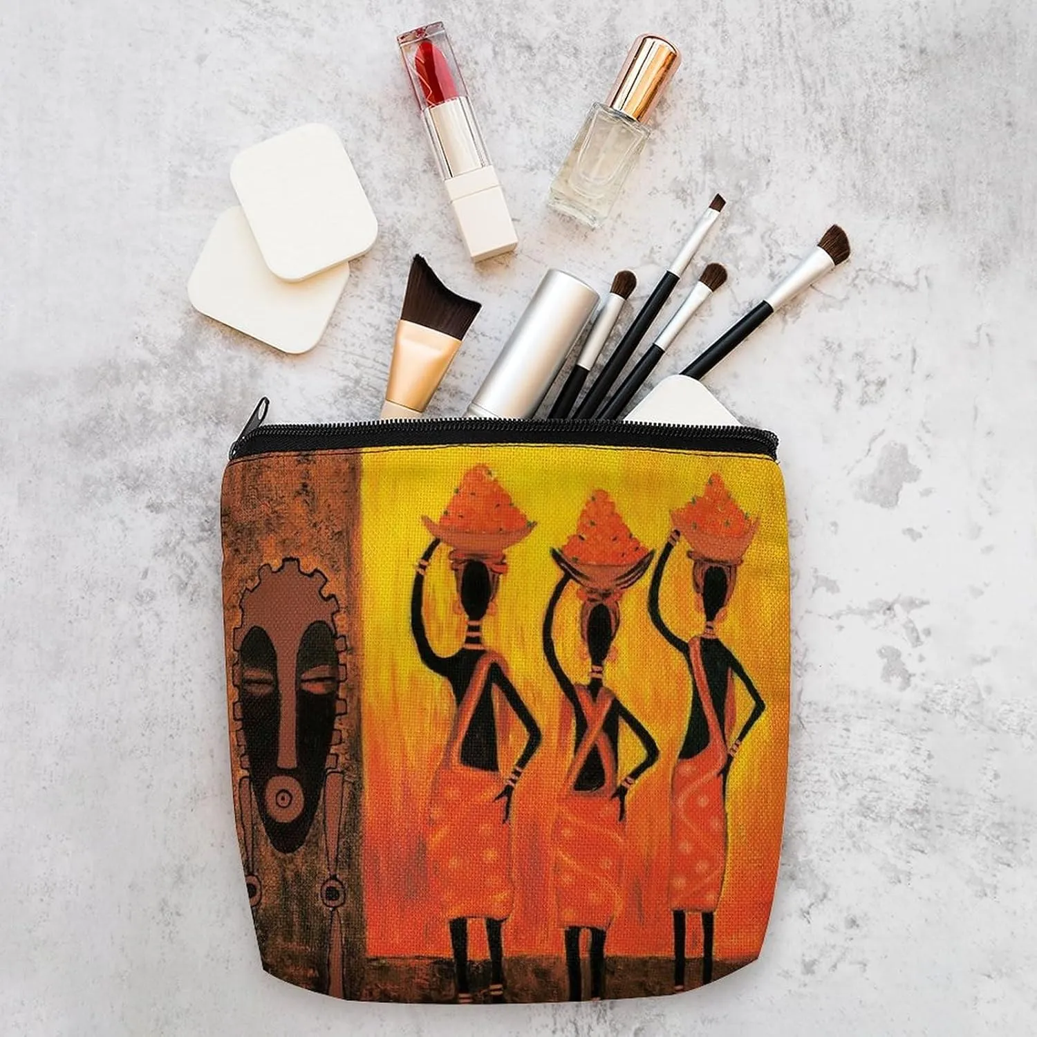 Oil Painting African Art Ethnic Tribe Lady Cosmetic Bag Western Gifts Western Stuff Makeup Bag Gifts for Women Girls Daughter Sister Bestie Graduation Birthday Christmas Nurse Mothers Day Travel