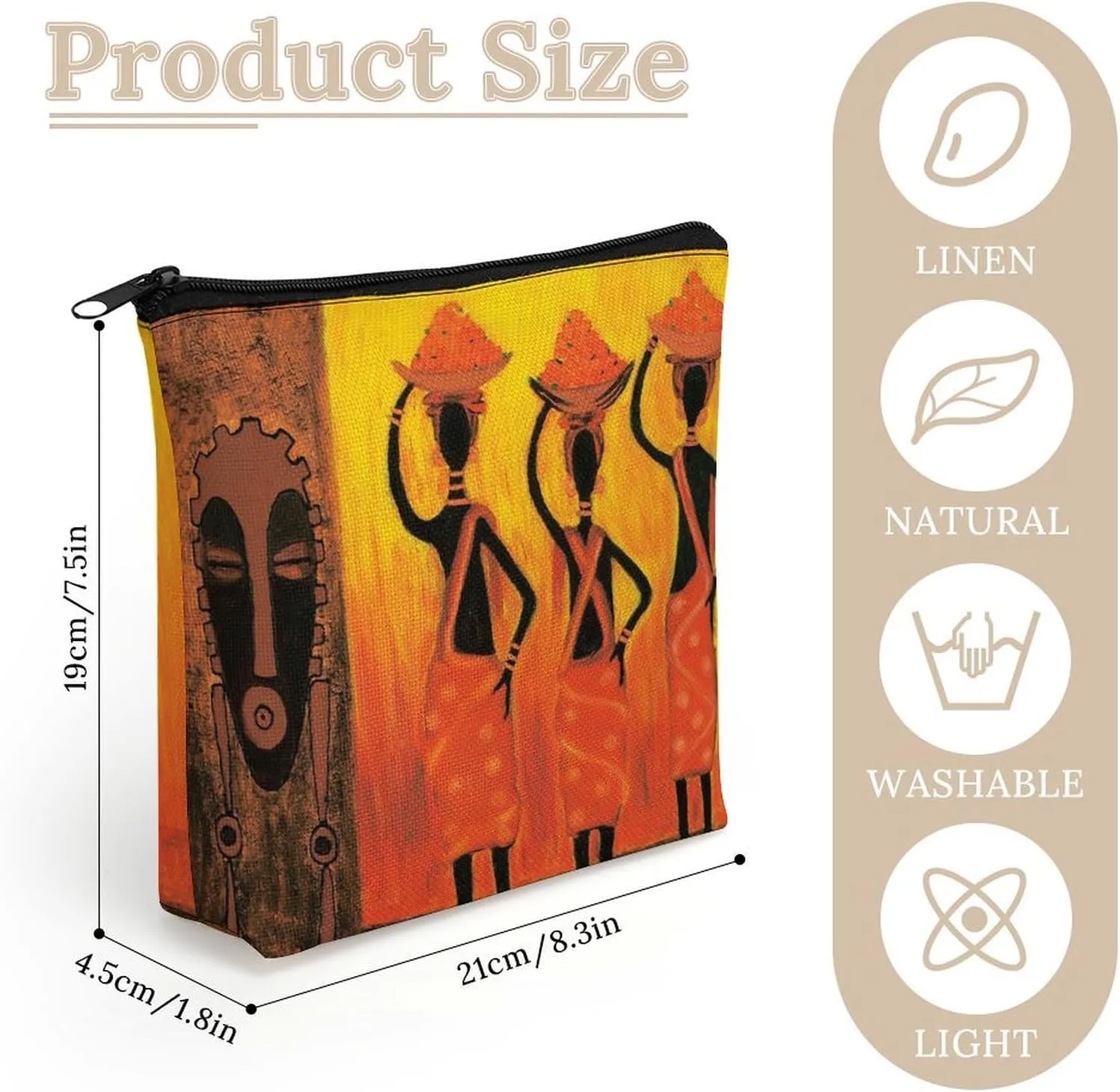 Oil Painting African Art Ethnic Tribe Lady Cosmetic Bag Western Gifts Western Stuff Makeup Bag Gifts for Women Girls Daughter Sister Bestie Graduation Birthday Christmas Nurse Mothers Day Travel