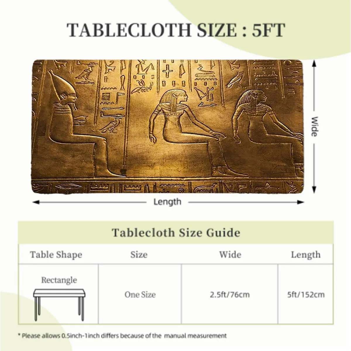Old Coffee Brown Elastic Edge Fitted Table Cloth, Egypt Hieroglyphics Rectangular Fitted Picnic Folding Table Cover Outdoor tablecloths Egyptian Print Fits up 5 Foot Tables