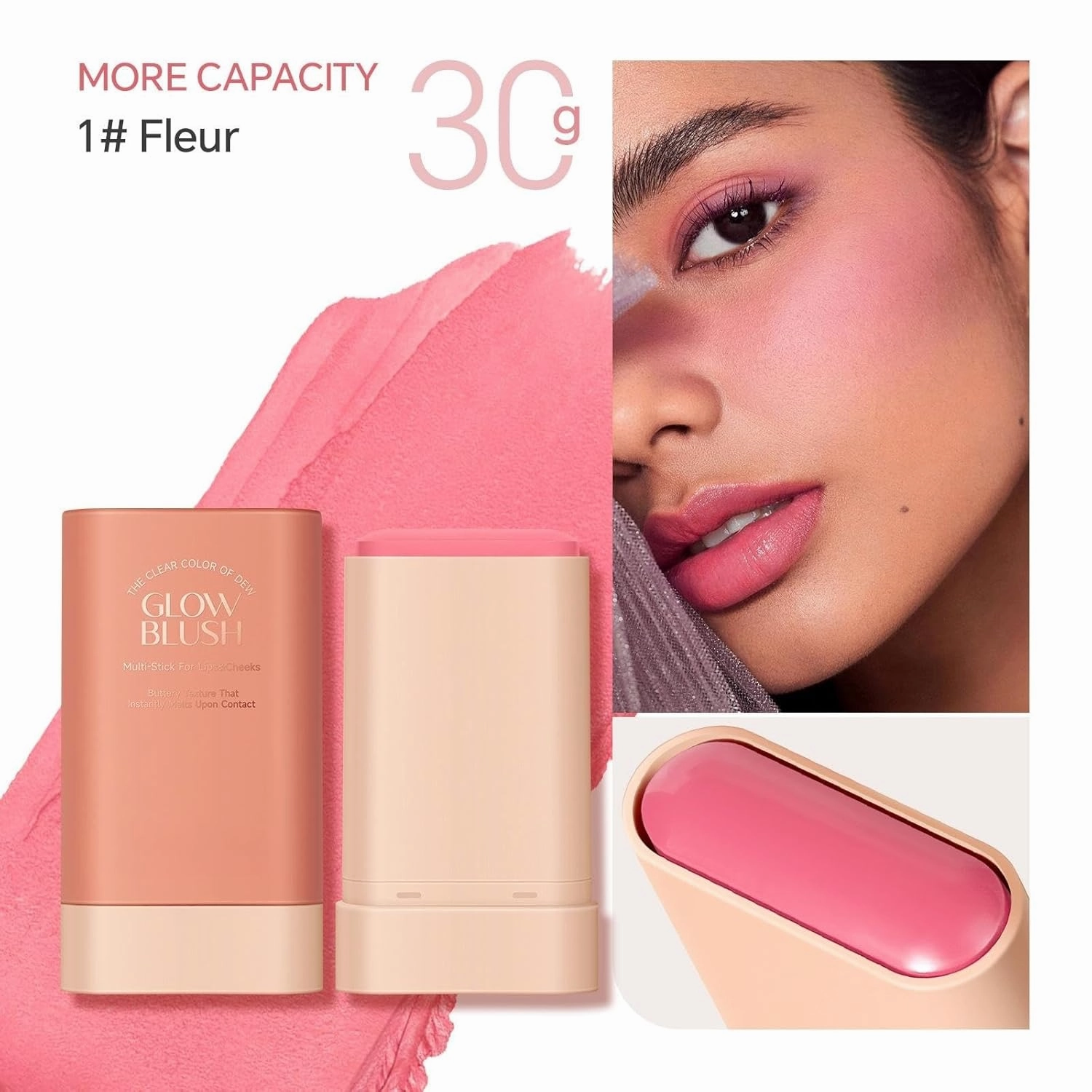 On the Go Makeup natural makeup powder blusher stick lasting natural nude makeup cream makeup makeup powder blusher stick coloring moisturizing stick (3PC)