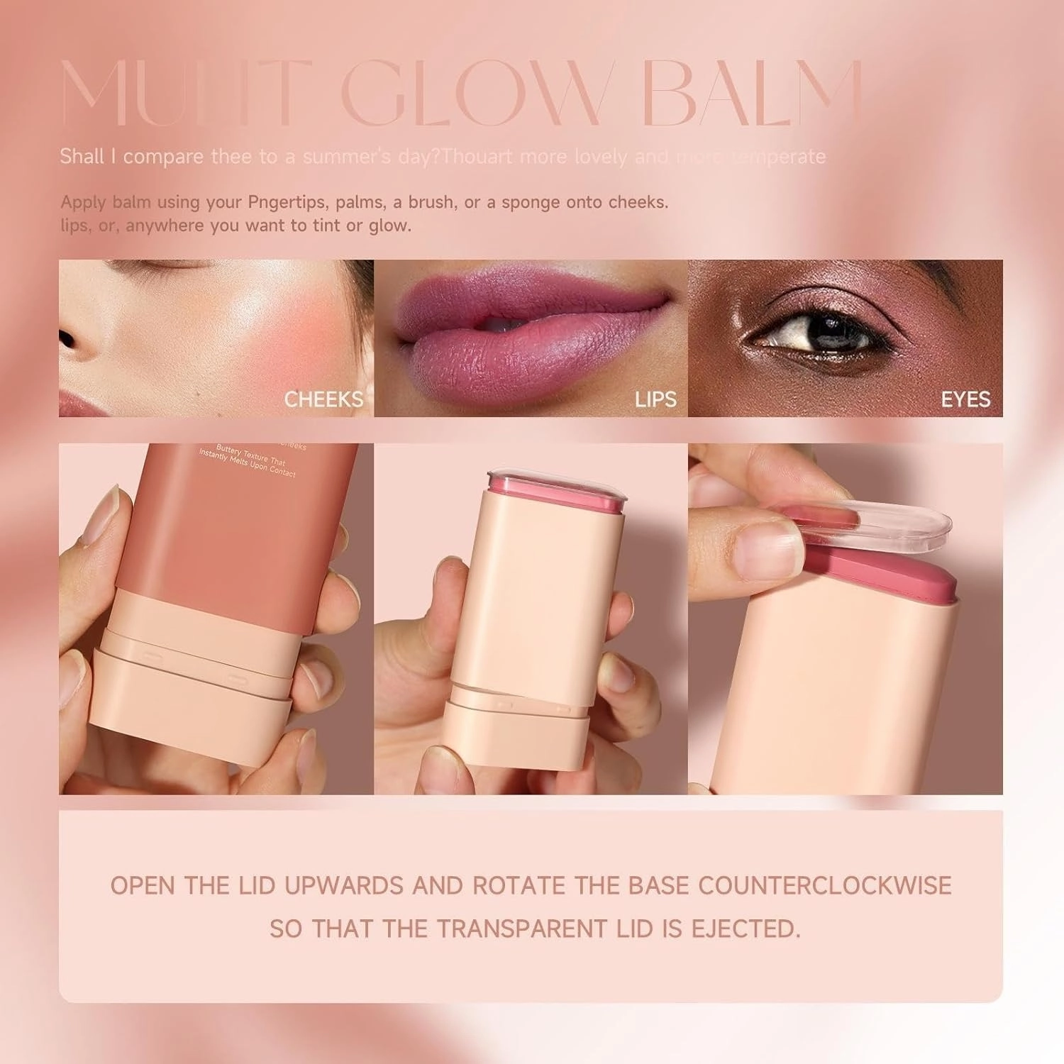 On the Go Makeup natural makeup powder blusher stick lasting natural nude makeup cream makeup makeup powder blusher stick coloring moisturizing stick (3PC)