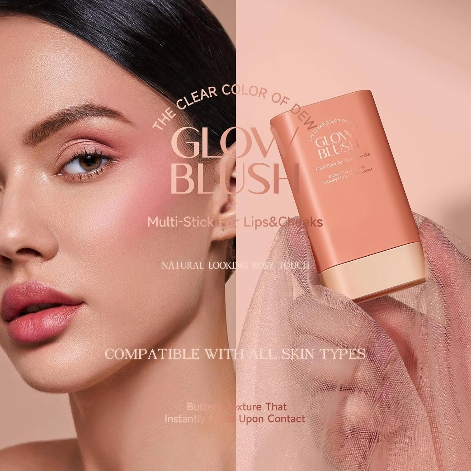 On the Go Makeup natural makeup powder blusher stick lasting natural nude makeup cream makeup makeup powder blusher stick coloring moisturizing stick (3PC)
