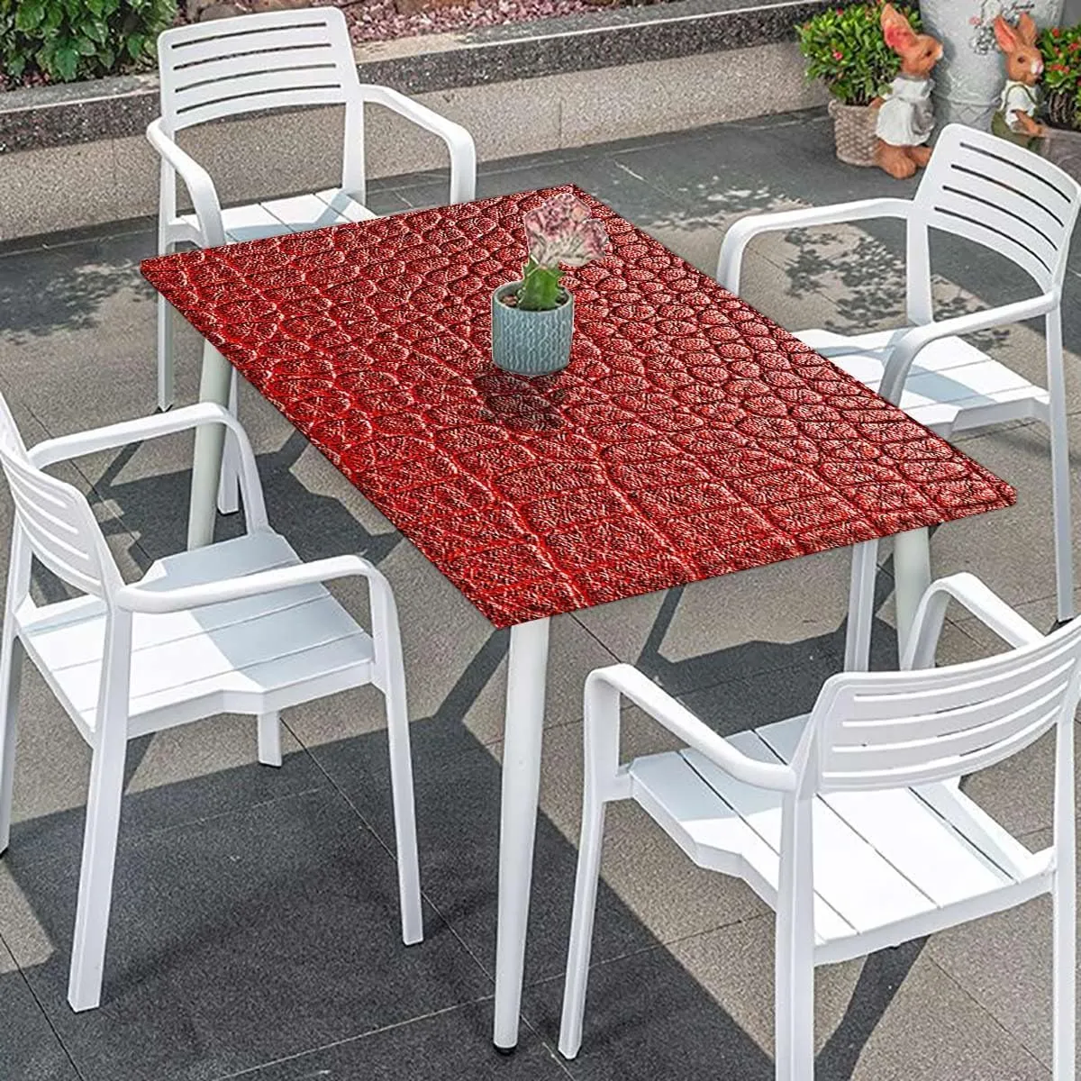 OOzie Brown Fitted Tablecloth for Rectangle Table Crocodile Skin Designer Themed Art Waterproof Wipeable Table Cloth Protector Animal Print Fits up 5 Foot Tables