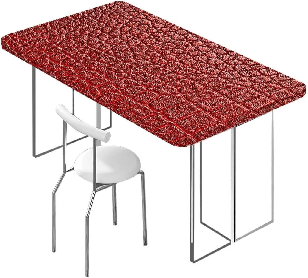 OOzie Brown Fitted Tablecloth for Rectangle Table Crocodile Skin Designer Themed Art Waterproof Wipeable Table Cloth Protector Animal Print Fits up 5 Foot Tables