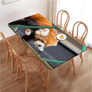 OOzie Brown Green Elastic Tablecloth for Indoors Outdoors Africa Panda Activity Eco Photo Waterproof Elastic Fitted Table Covers,Camping, Indoor, Outdoor,for 4 Foot Tables Jungle Animals